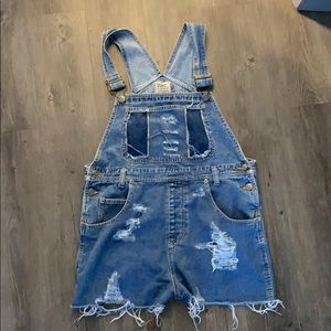 Overall romper - Distressed denim